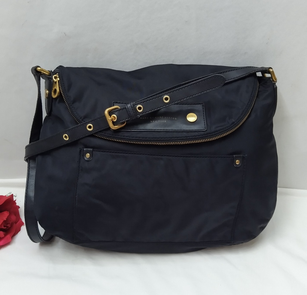 Marc By Marc Jacobs Back Nylon Zipper Flap Closure Crossbody Bag